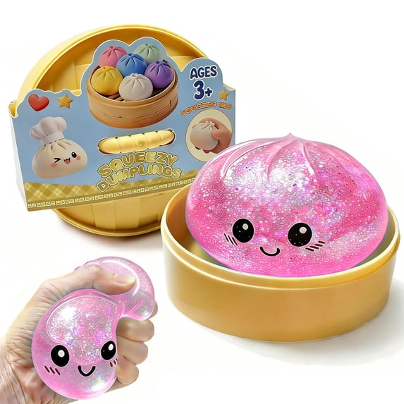Czuelxn Cotton Candy Pink Squishy Ball, Glitter Dumpling Squeeze Bao ...