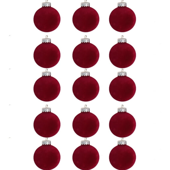 Czzoypi 15Pcs Red Velvet Christmas Tree Balls Ornaments, Christmas Balls Ornaments for Xmas Christmas Tree, 80mm/3.15" Christmas Tree Decorations Hanging Ball for Holiday Christmas Decorations