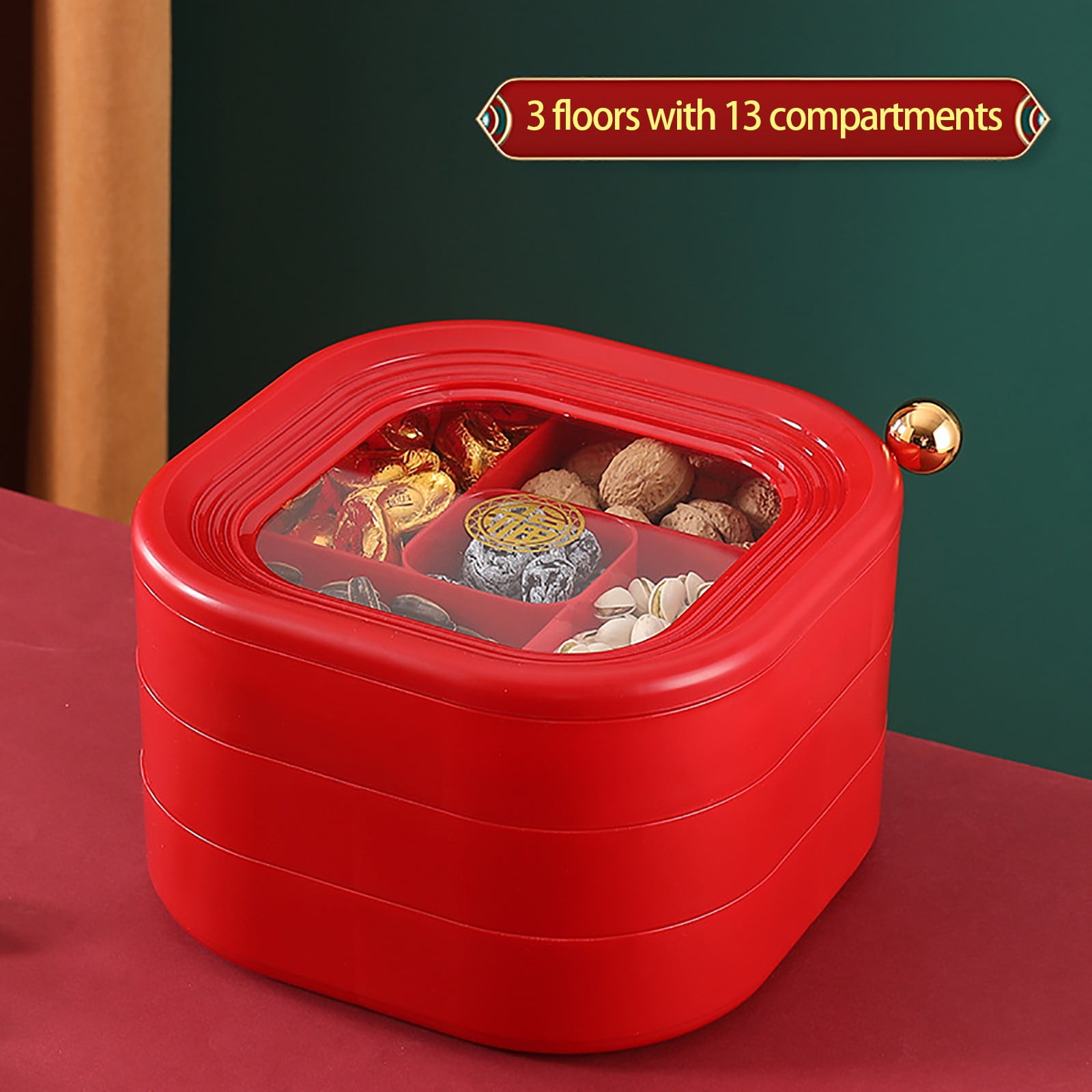 Czzoypi Fruit Bowl for Kitchen Counter (Red), Fruit Bowl Multilayer