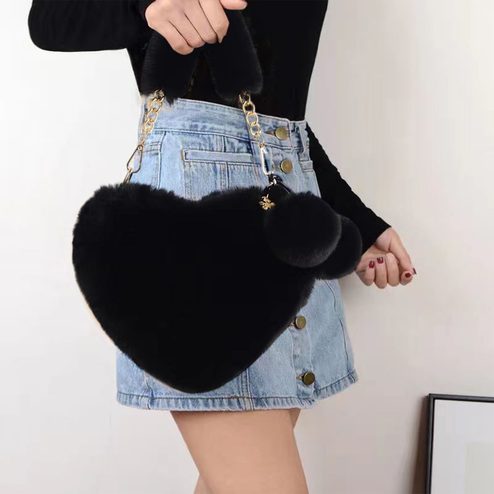 Plush Tote Bag Large Fuzzy Bag Cute Plush Bag Women Girl Faux Fur Shoulder Handbag Purse For Autumn And Winter - Beige