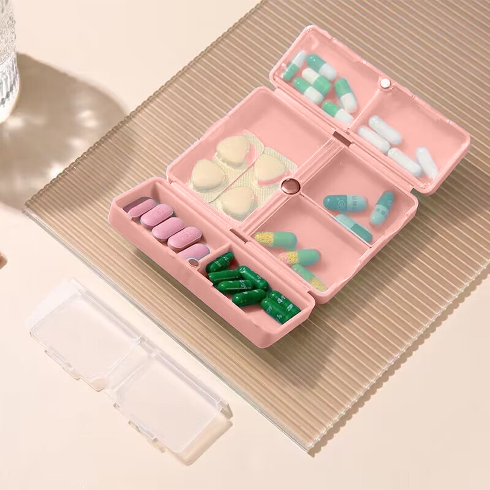 Czzoypi Vitamin Storage Box, 7 Compartment Travel Vitamin Box, Portable Folding Design for