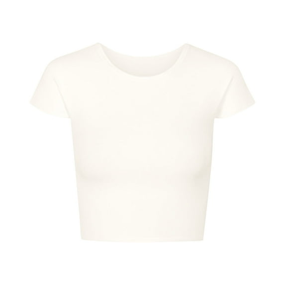Czzoypi Women Crop Tops Round Neck Short Sleeve Basic Casual Summer ...