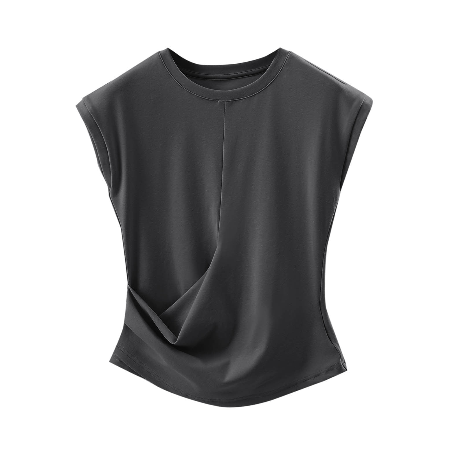Czzoypi Women's Summer Sleeveless Tank Tops Round Neck Ruched Slim Fit ...