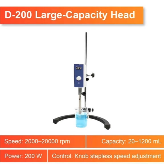 D-200 High Shear Lab Homogenizer Emulsifying Mixer 201200ml Laboratory Disperser High Speed Emulsifier for Liquid - Consistent Results