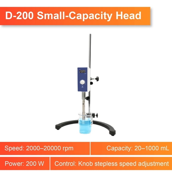 D-200 High Shear Lab Homogenizer Emulsifying Mixer 201200ml Laboratory Disperser High Speed Emulsifier for Liquid - Consistent Results