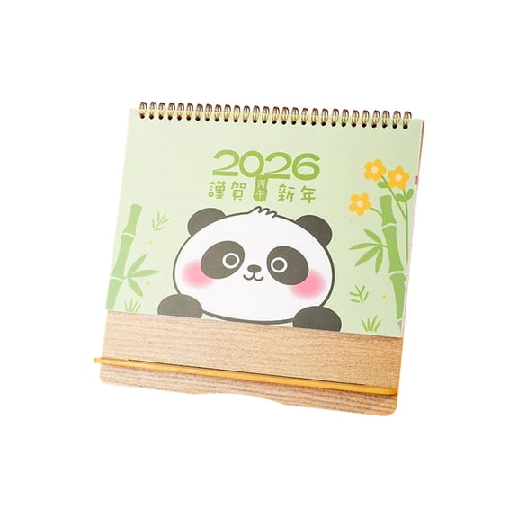 D 2026 Paper Desk Calendar Festive Red Mini Horizontal Wooden Calendar For Office Desktop New Year Countdown Decor 1-Pc 0.71 Lb