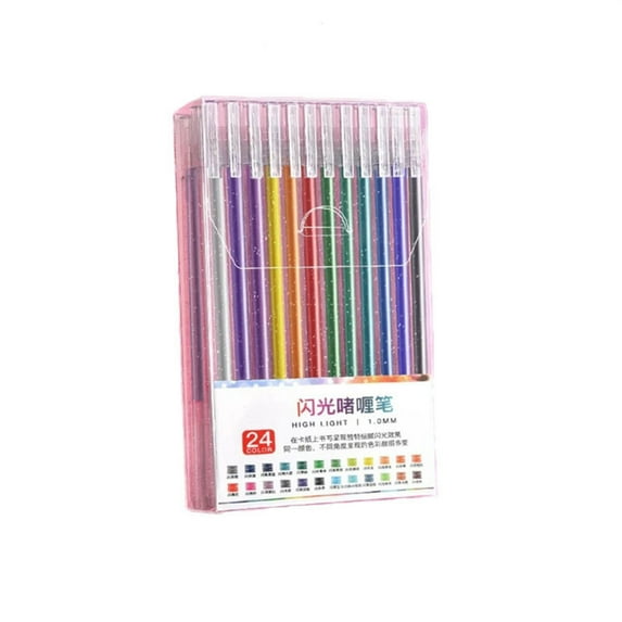 D 24 Pack Glitter Gel Pens Assorted Colors Art Marker Set for Coloring Books Drawing Doodling Art Supplies Plastic Barrel 5Ml Each 6.38 Inches