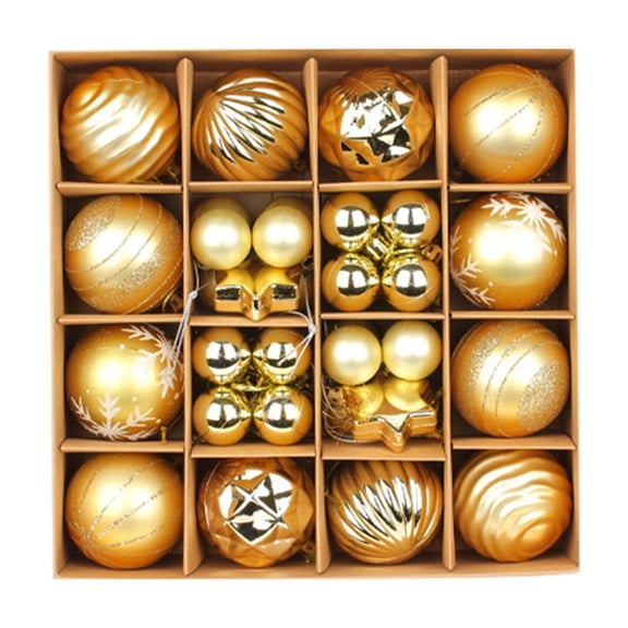 D 42 Pcs Christmas Ornament Balls Set Colorful Painted Plastic Shatterproof Hanging Decor For Tree Gift Box Party Holiday Home Decoration