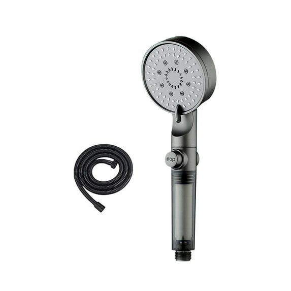 D 5 Speed Adjustable Turbo Shower Head With 2M Flexible Hose High Pressure Bathroom Shower Faucet Spray Household Water Saving Plastic Showerhead For Bath Tub