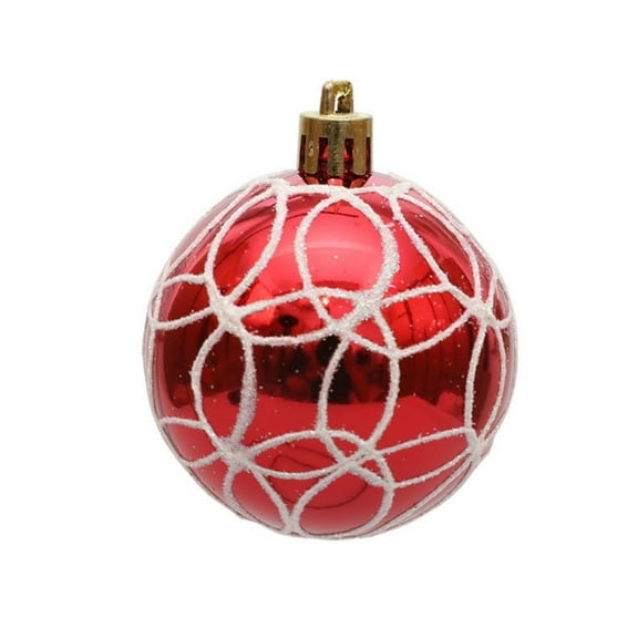 D 6 Pcs Christmas Ball Ornaments Painted Plastic Christmas Tree Decoration Diy Crafts 6Cm Diameter