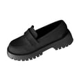 thumbnail image 1 of D-716 Black Ladies British Style Round Toe Printed Leather Loafers Casual Versatile Trendy Lace Up Fashionable Footwear, 1 of 6