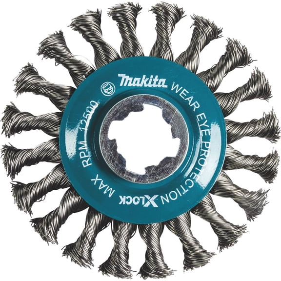 P.T.S. D-72643 X-Lock 4-1/2" Steel Cable Knotted Twist Wire Wheel Indoor & Outdoor Use, NEC-Compliant
