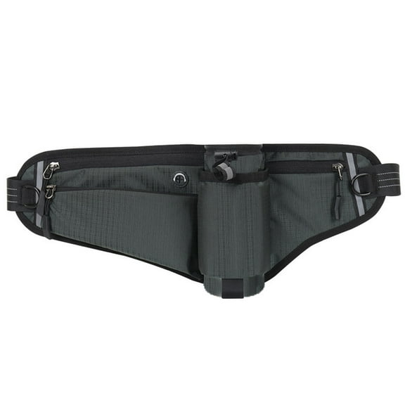 D-785 Grey Multifunctional Running Waist Pack With Water Bottle For Fitness Marathons Outdoor Sports Phone Pouch Belt Waterproof Lightweight #244Y4