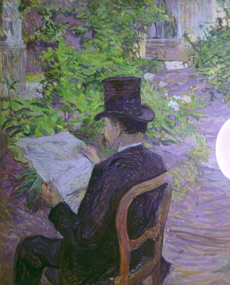 D?™¬©sir?™¬© Dihau Reading A Newspaper In The Garden (D?™¬©sir?™¬© Dihau Canvas Art - (24 x 36)