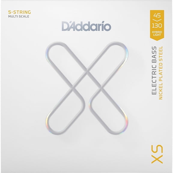 D'Addario XSB45130MS XS Nickel 45-130 Hybrid Light, 5-String Multiscale Coated Bass Strings