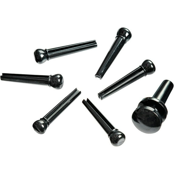 Planet Waves Injected Molded Bridge Pins with End Pin, Set of 7, Black
