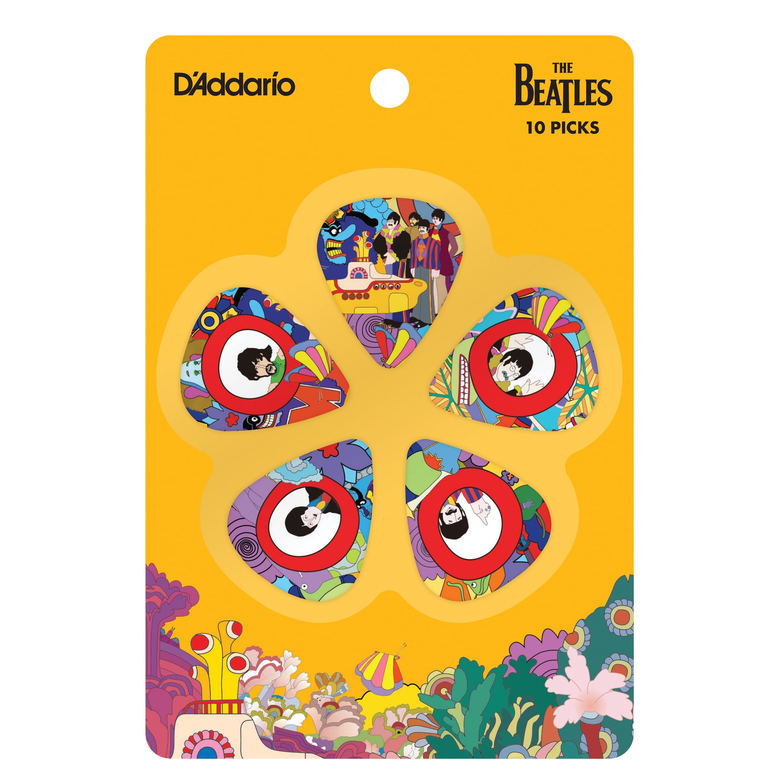 D'Addario Accessories Beatles Guitar Picks, Yellow Submarine, 10 Pack