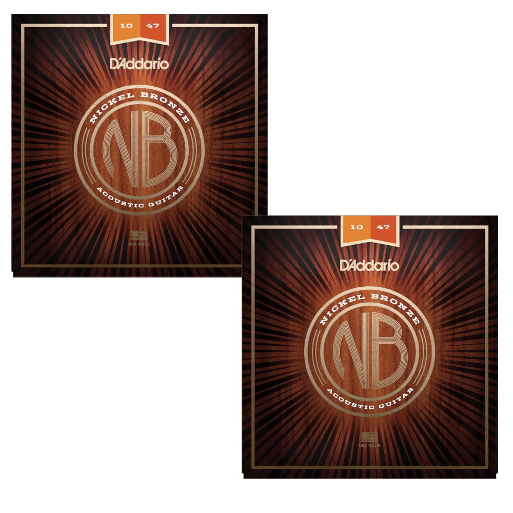 D'Addario Acoustic Guitar Strings 2 Pack Nickel Bronze 10-47