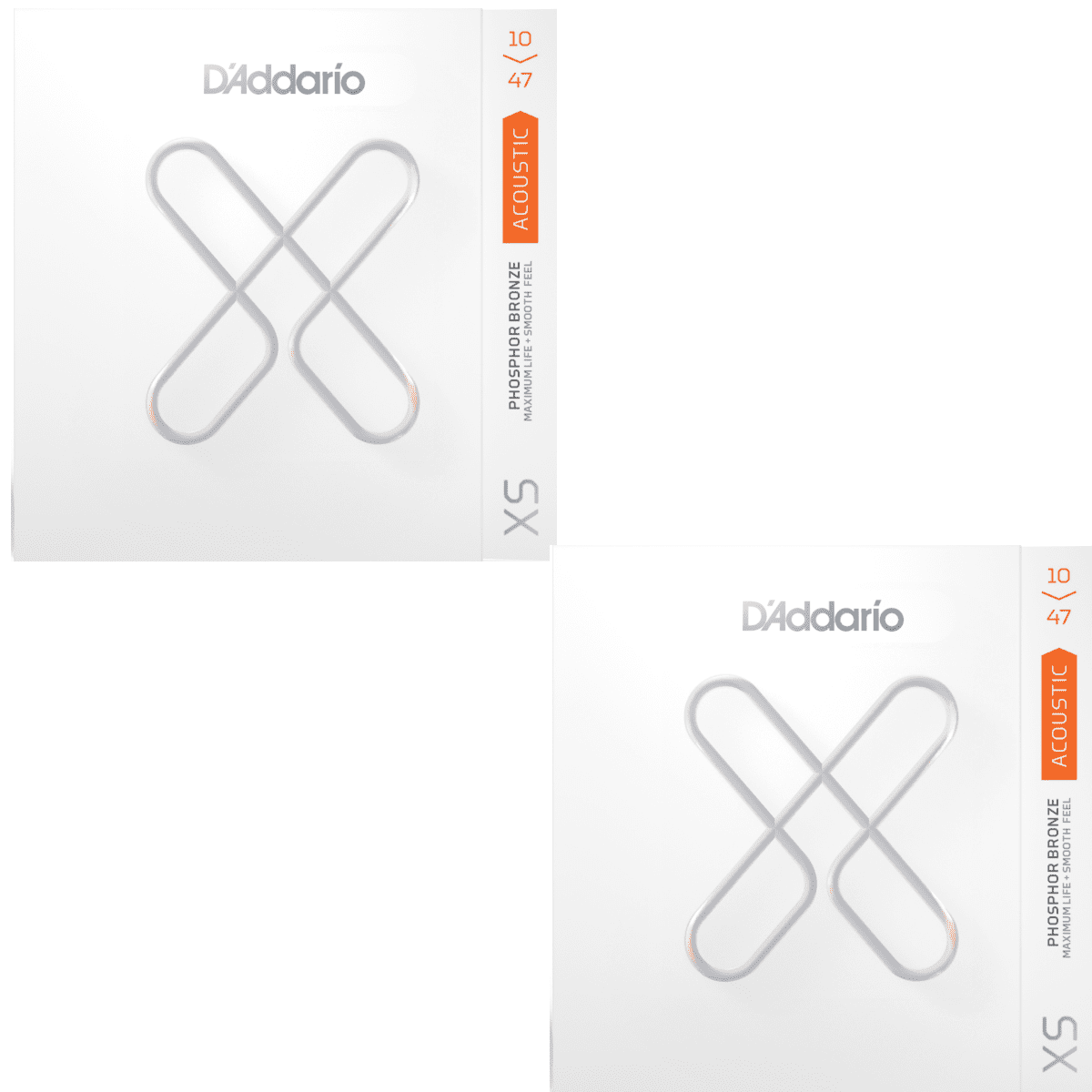 D'Addario Acoustic Guitar Strings 2-Pack Phosophor Bronze  10-47 XS Long Lasting Coating