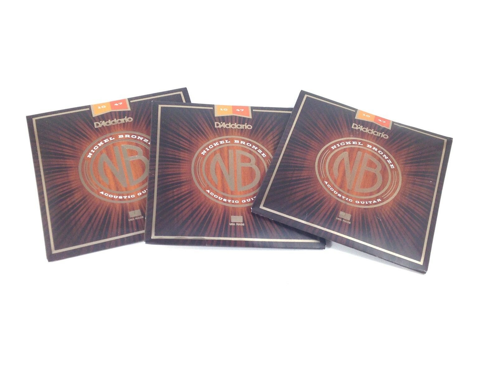 D'Addario Acoustic Guitar Strings 3 Pack Nickel Bronze 10-47