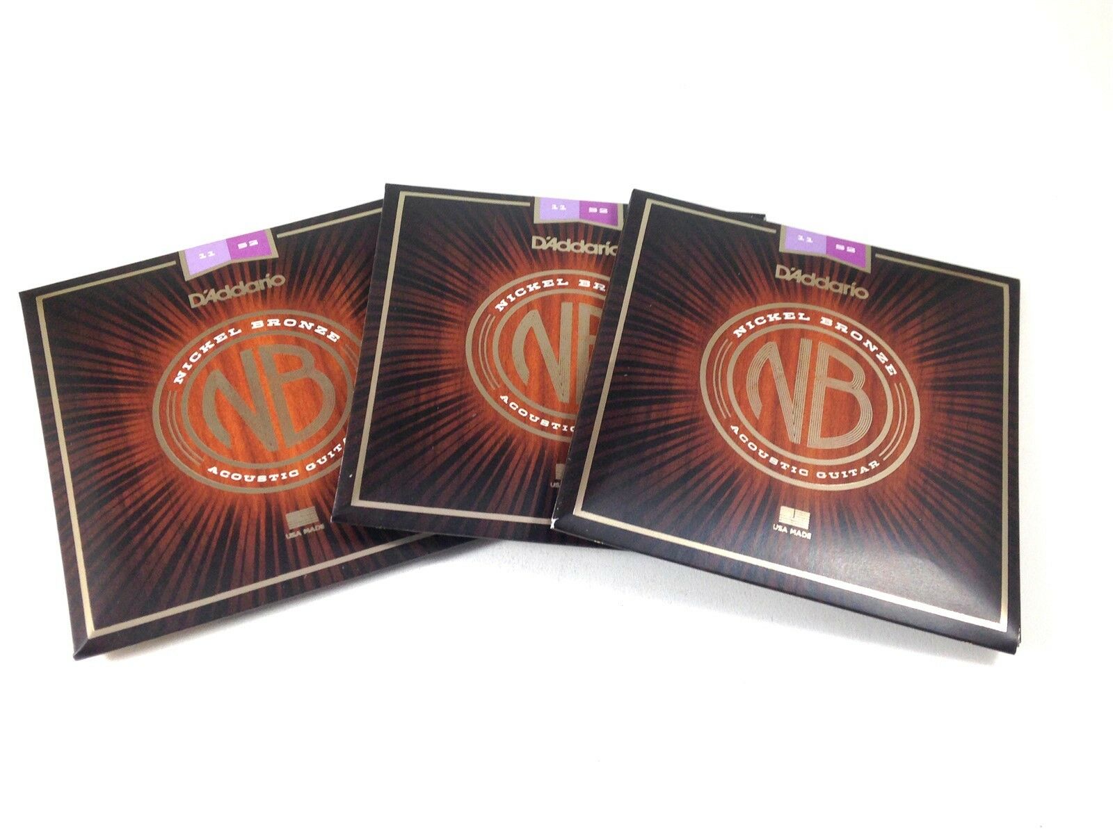 D'Addario Acoustic Guitar Strings 3 Packs Nickel Bronze  11-52