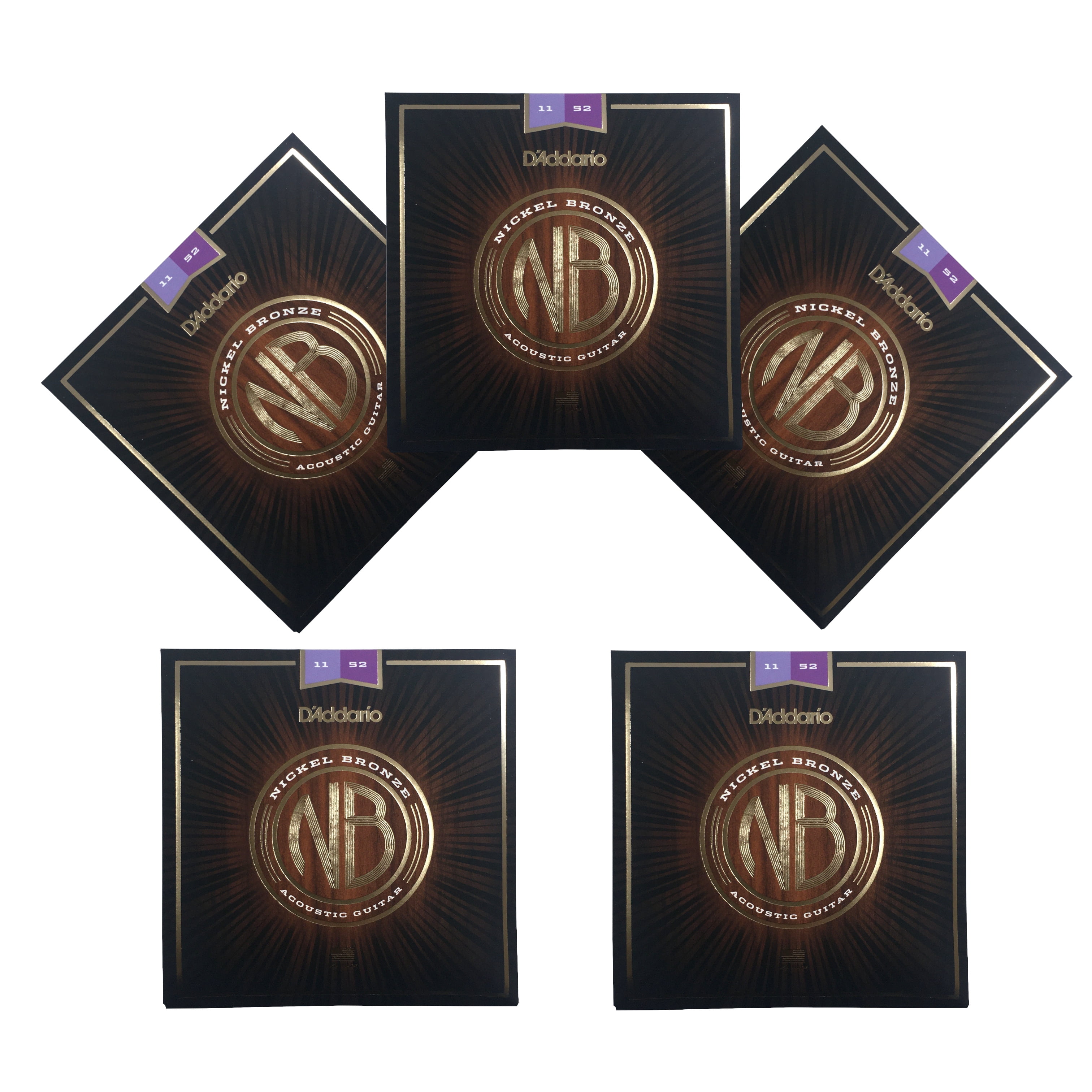 D'Addario Acoustic Guitar Strings 5 Packs Nickel Bronze  11-52