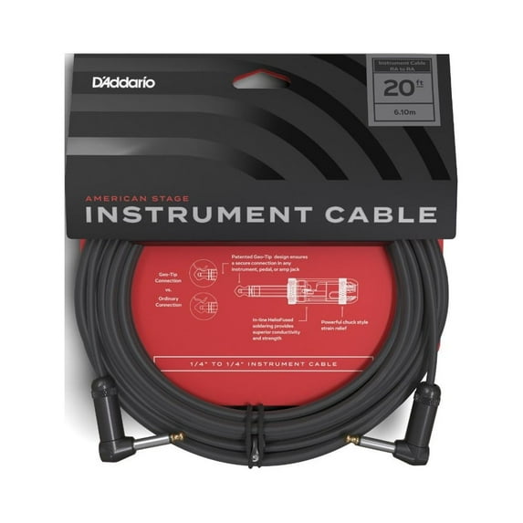 D'Addario American Stage Series Instrument Cable - Right to Right 20 ft.