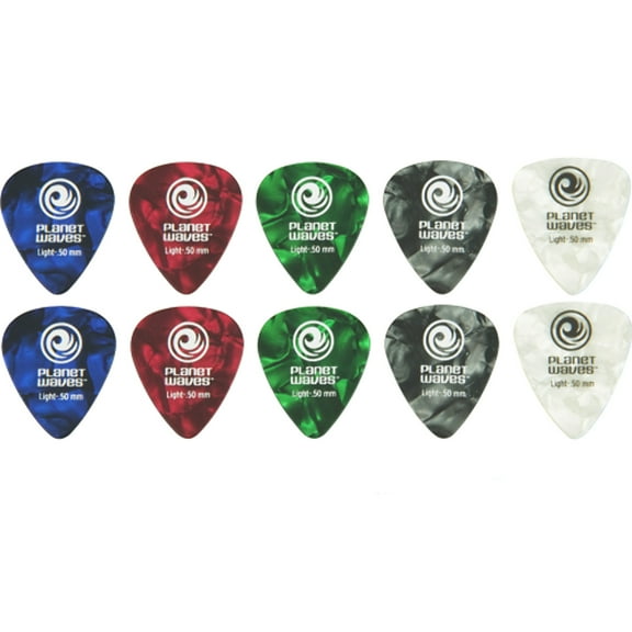 D'Addario Assorted Pearl Celluloid Guitar Picks, 10 pack, Heavy