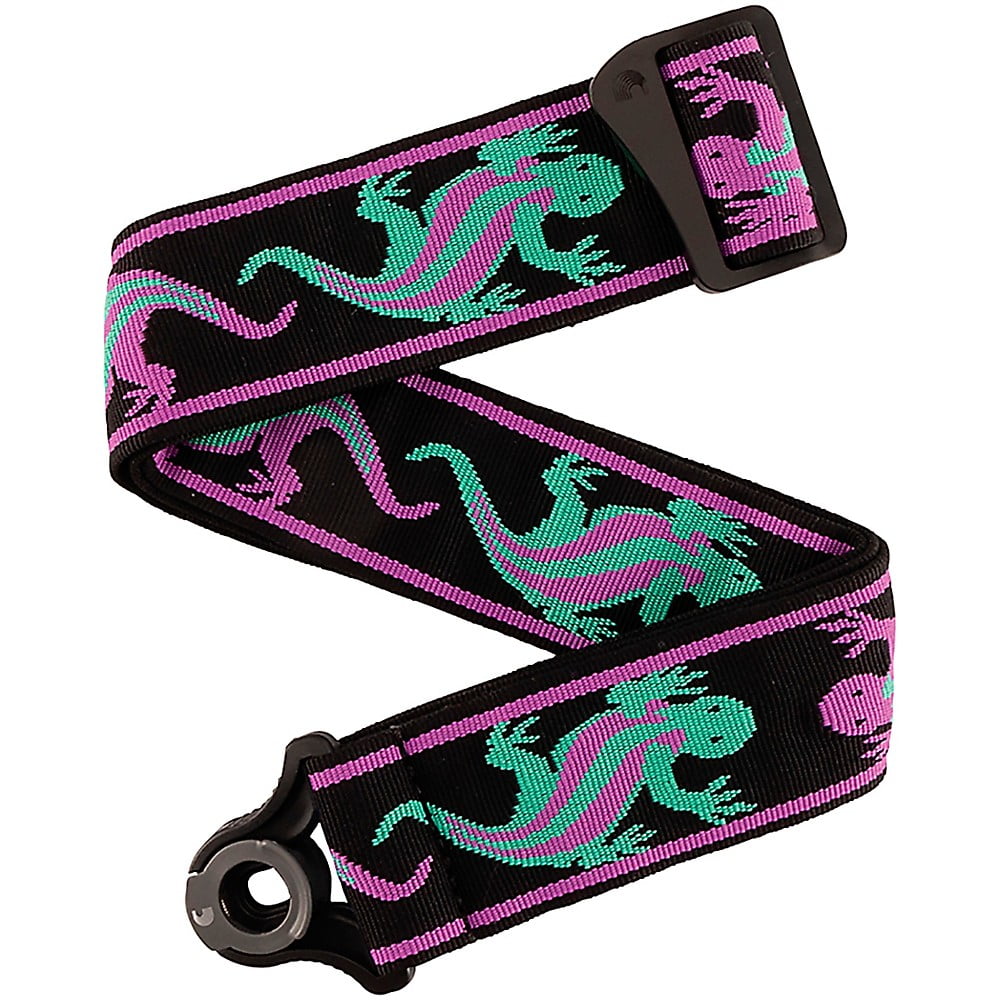 D'Addario Auto Lock Vintage Planet Waves Lizards Guitar Strap Purple