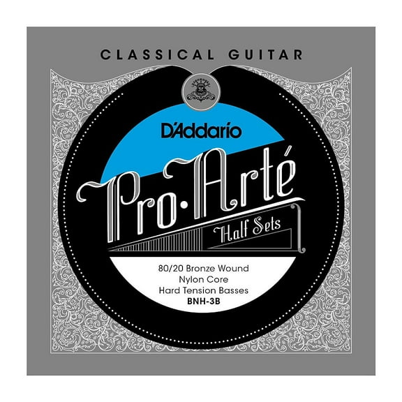 D'Addario BNH-3B Pro-Arte 80/20 Bronze on Nylon Core Classical Guitar Half Set, Hard Tension