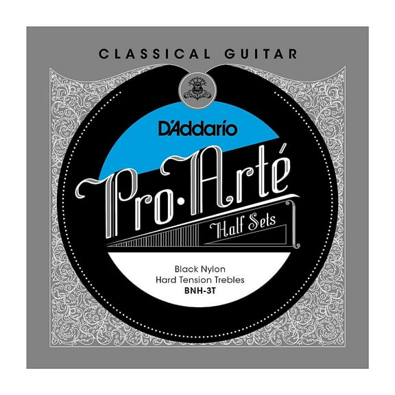 D'Addario BNH-3T Pro-Arte Black Nylon Classical Guitar Half Set, Hard Tension