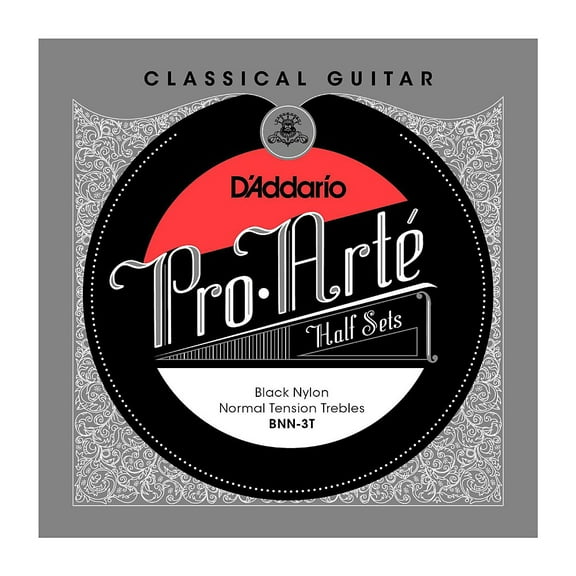 D'Addario Pro-Arte Black Nylon Treble, Normal Tension Half Set Classical Guitar Strings