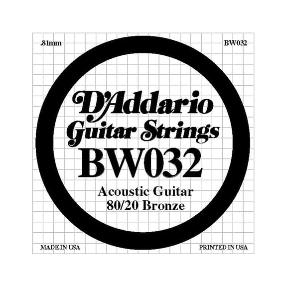 D'Addario BW032 80/20 Bronze Guitar Strings Single