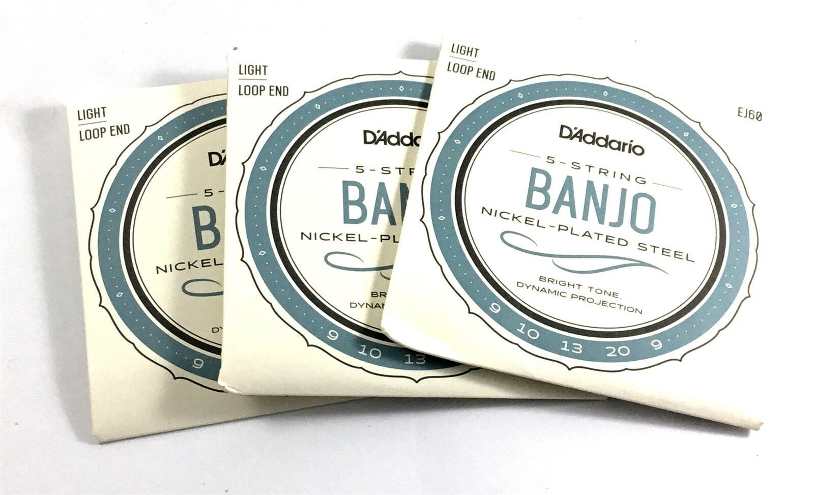 D'Addario Banjo Strings 3 Sets EJ60 (form J60) Nickel Steel Light