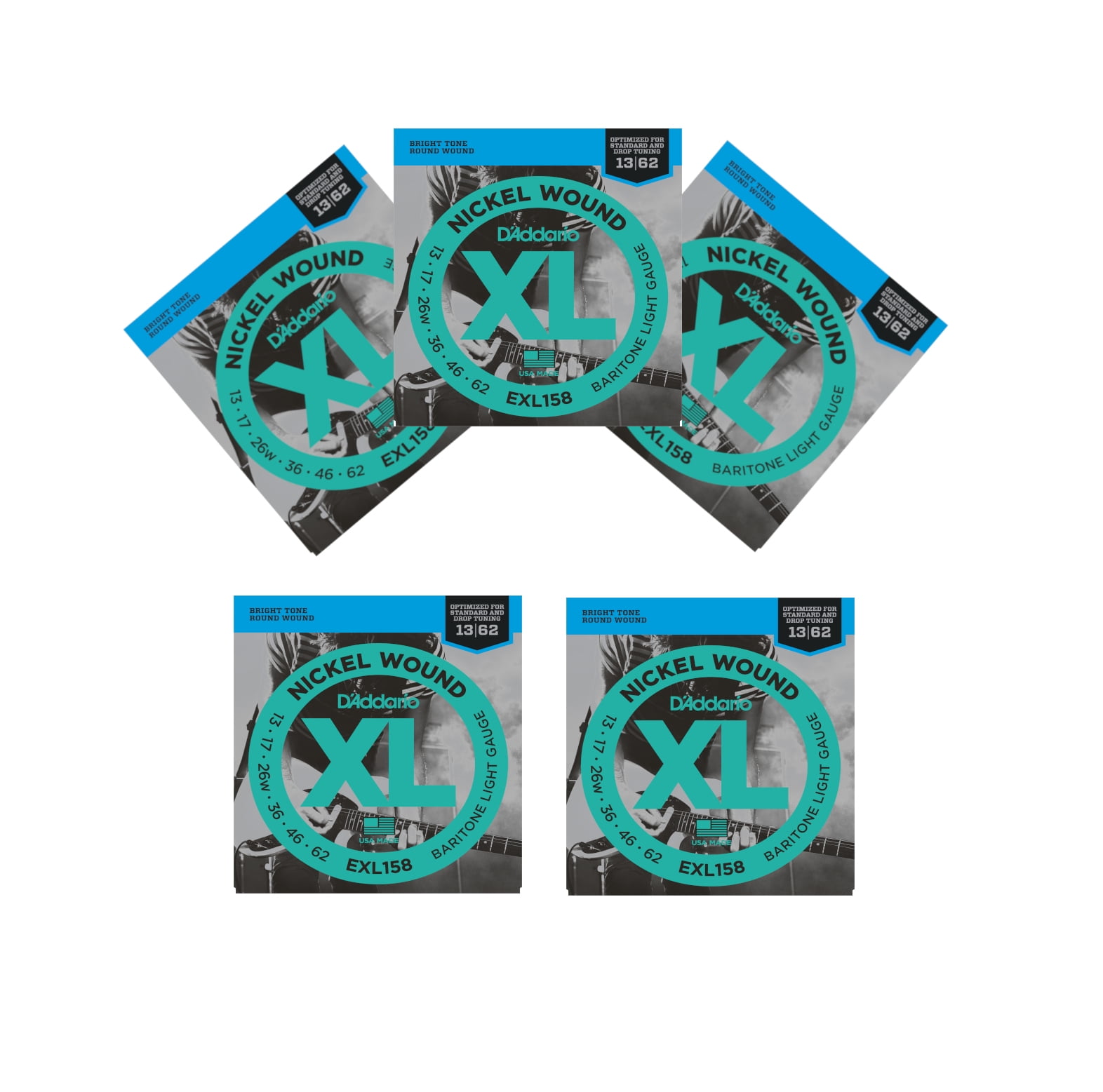 D'Addario Baritone Electric Guitar Strings 5-Pack  EXL158  Extra Light