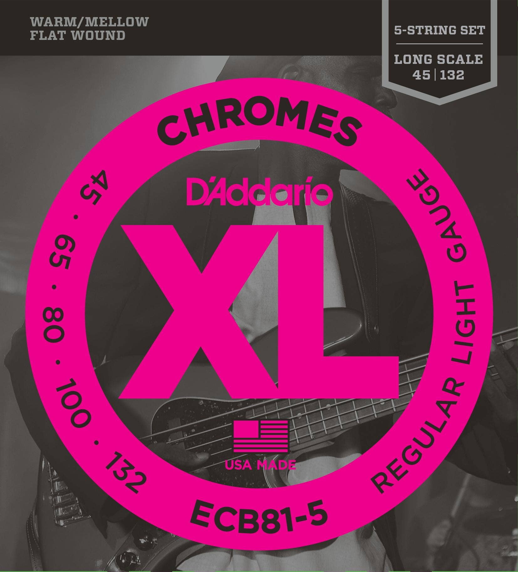 D'Addario Chromes 5-String, Light, Super Long Scale, 45-132 Bass Guitar ...