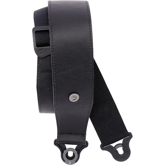 D'Addario Comfort Leather Auto Lock Guitar Strap Black 2.5 in.