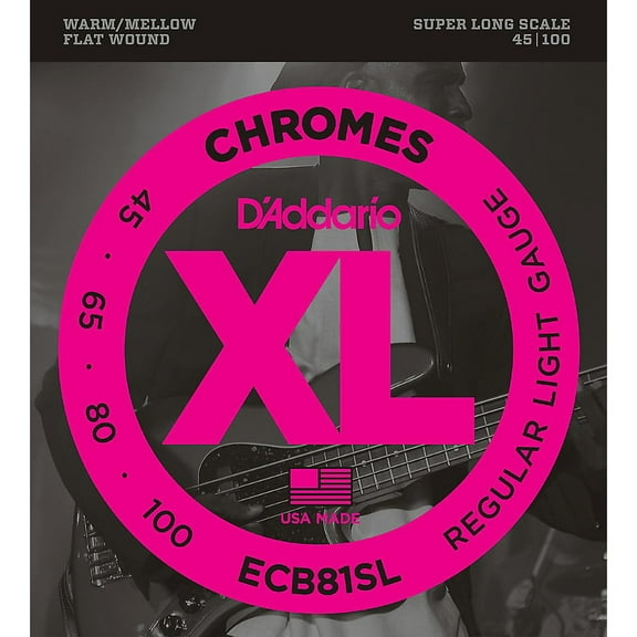 D'Addario Chromes, Light, Super Long Scale, 45-100 Bass Guitar Strings ECB81SL