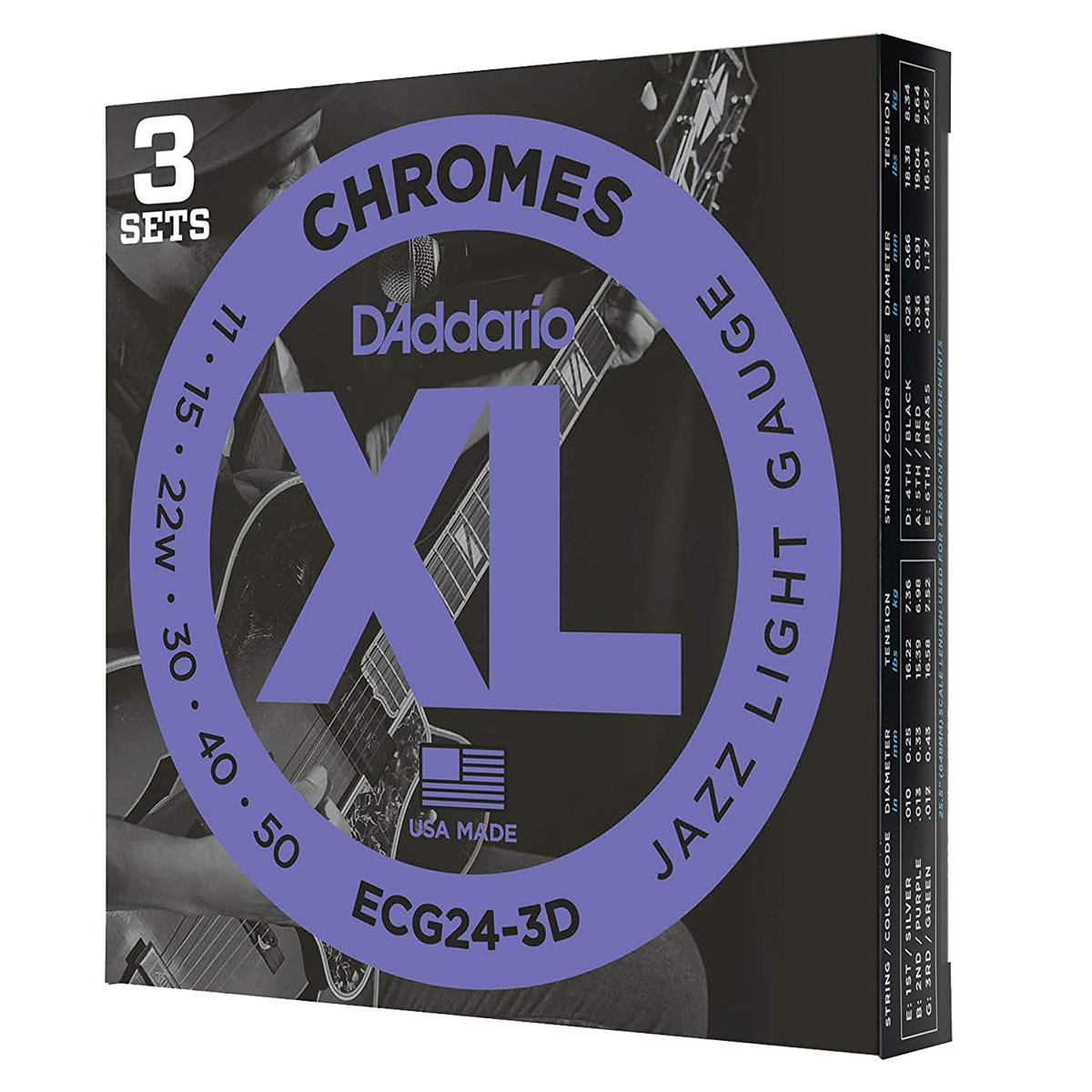 D'Addario ECG24-3D Chromes Flat Wound Electric Guitar D'Addario ECG24-3D Chromes Flat Wound Electric Guitar