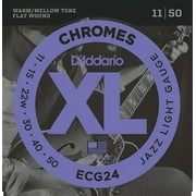 DAddario ECG24 Chromes Flat Wound Electric Guitar Strings, Jazz Light, 11-50