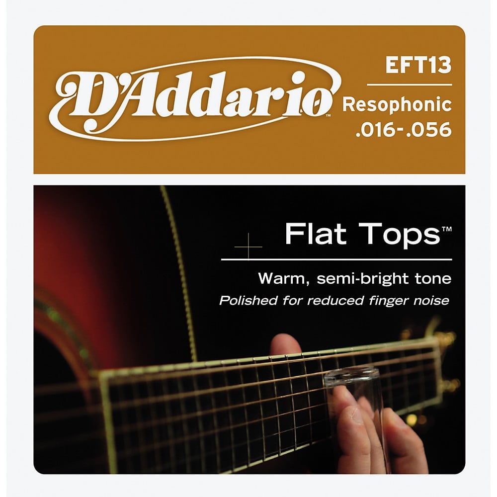 D'Addario EFT13 Flat Tops Phosphor Bronze Acoustic Guitar Strings, Resophonic Guitar, 16-56