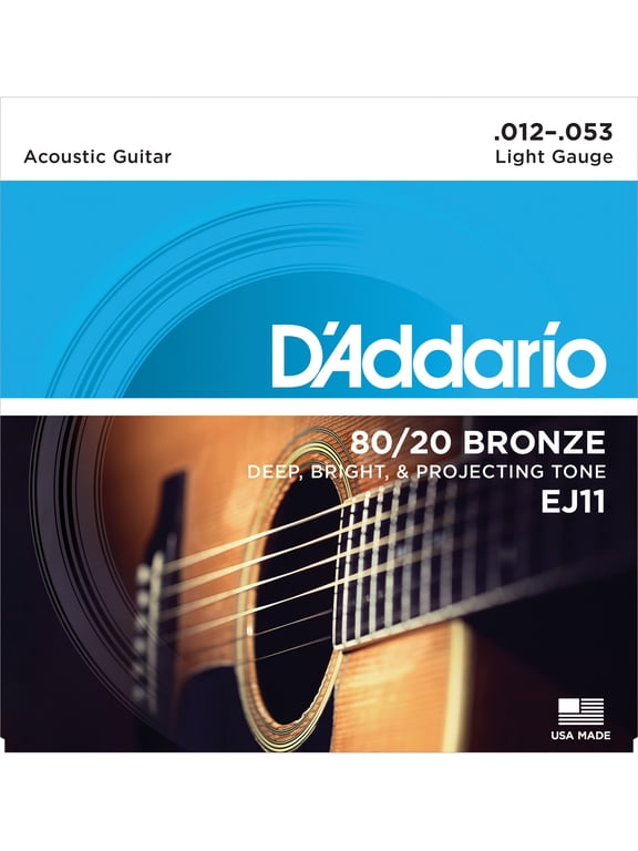 EJ11 80/20 Bronze Acoustic Guitar Strings, Light, 12-53