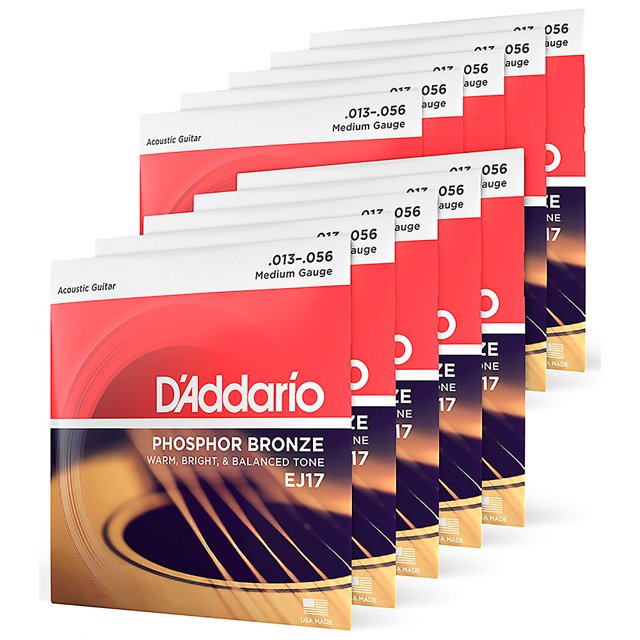 D'Addario EJ1710P Phosphor Bronze Acoustic Guitar Strings, Medium, 13