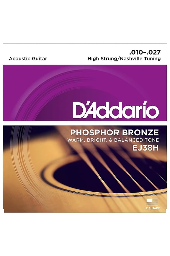 EJ38H Phosphor Bronze Acoustic Guitar Strings, High Strung/Nashville Tuning, 10-27