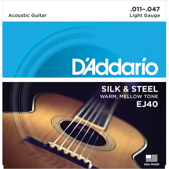 D'Addario EJ40 Silk & Steel Folk Guitar Strings, 11-47