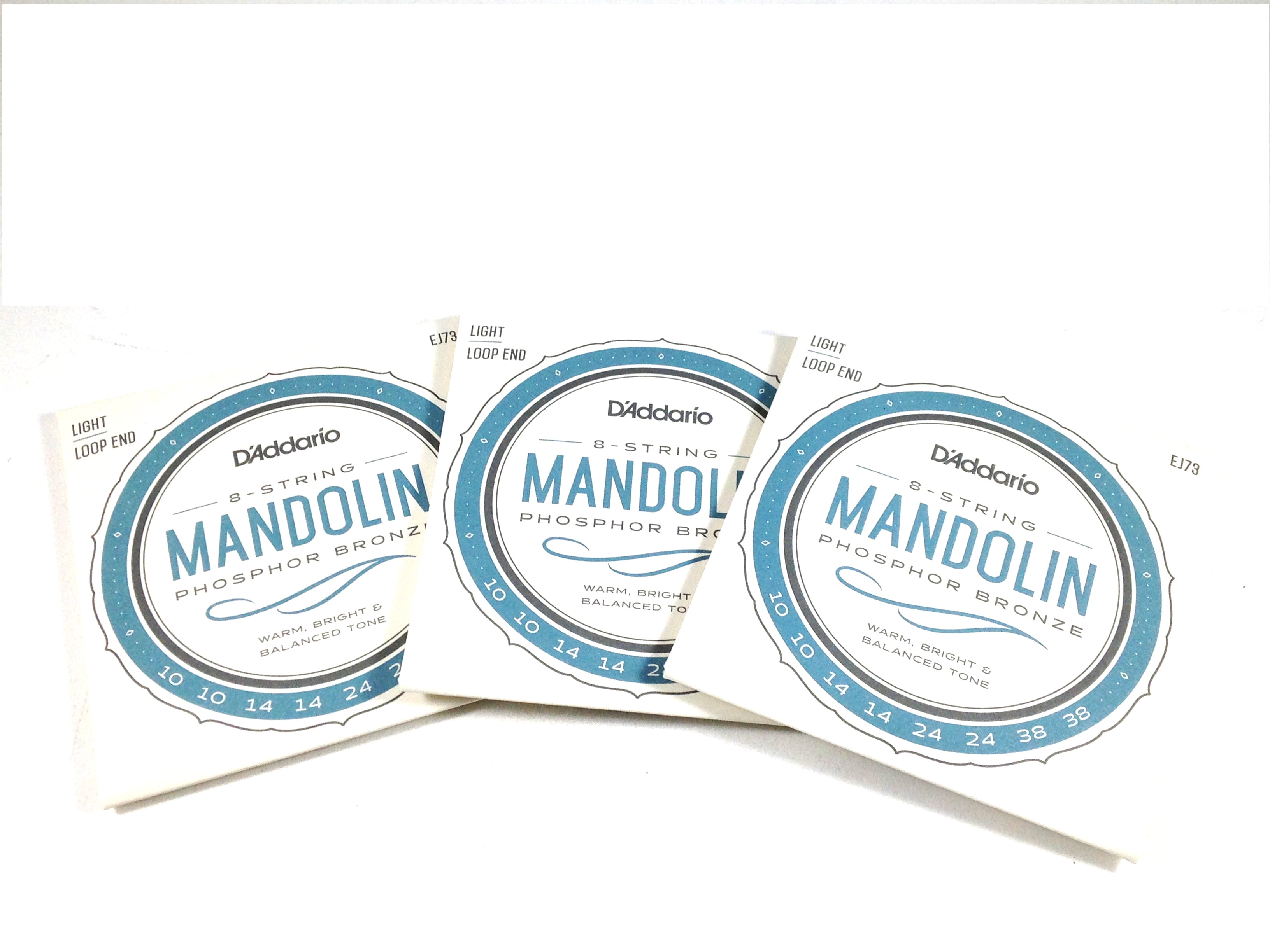 D'Addario EJ73 Mandolin Strings, Phosphor Bronze Light 10-38, 3 Sets EJ73-3D