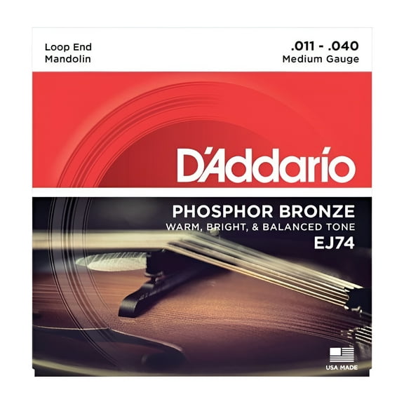 D'Addario EJ74-3D Mandolin Strings, Phosphor Bronze, Medium, 11-40, 3 Sets