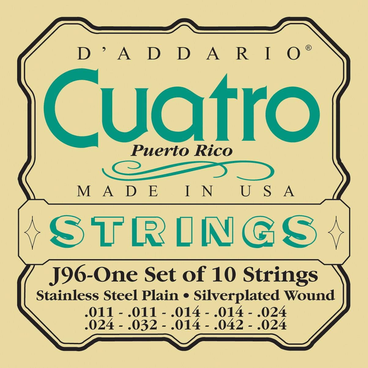 D'Addario EJ96 Cuatro-Puerto Rico Strings