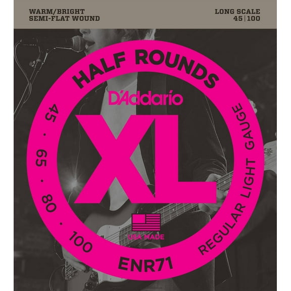 D'Addario ENR71 Half Round Bass Guitar Strings, Regular Light, 45-100, Long Scale