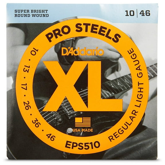 D'Addario EPS510 ProSteels Electric Guitar Strings, Regular Light, 10-46